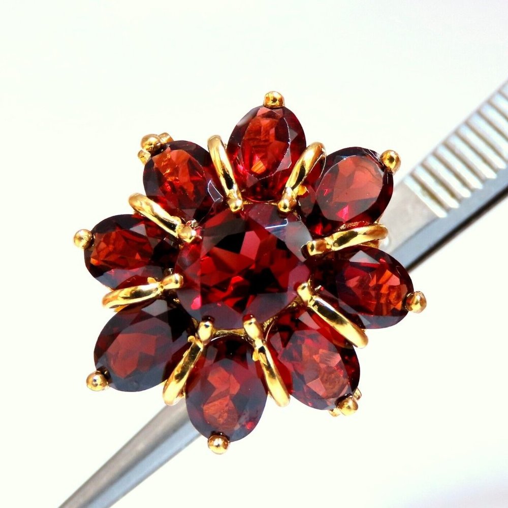 10 carat natural garnets clover ring 10kt yellow gold*